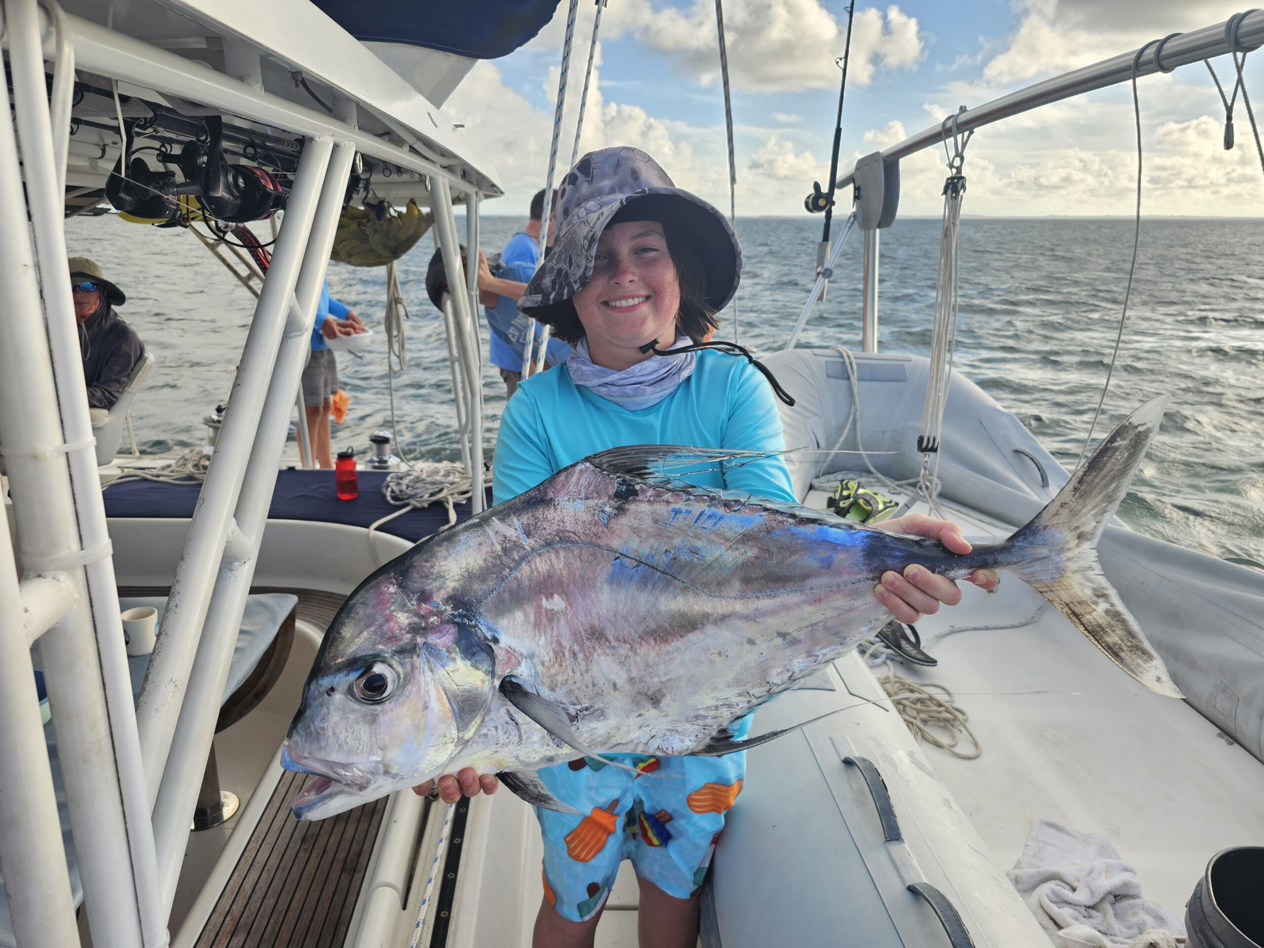 Scout showing off his African Pompano in the Bahamas