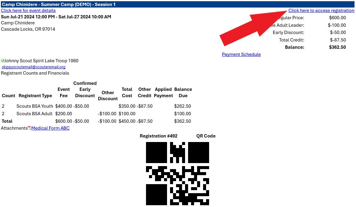 Example of the Black Pug registration access link